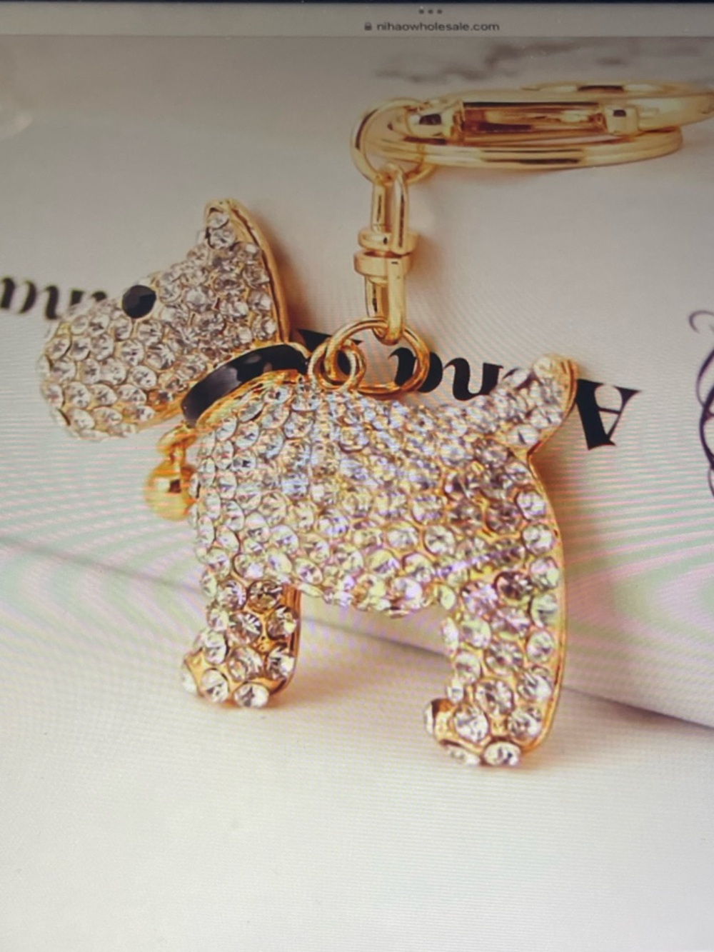 Schnauzer Crystal Keychain